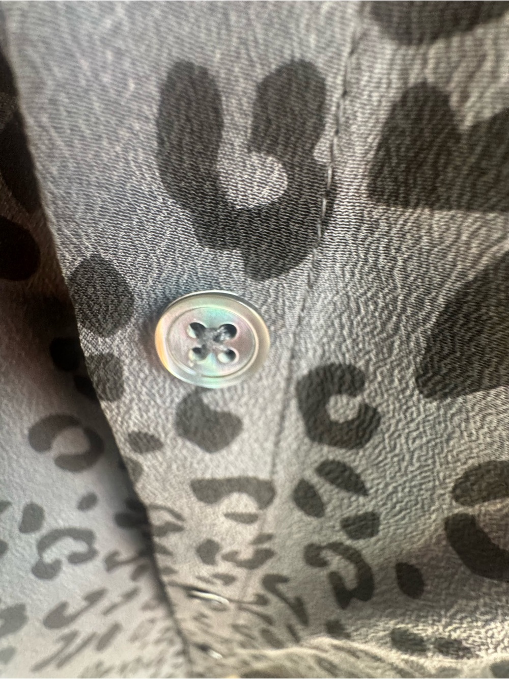 Rails Black and Gray Leopard Print Silk Button-Up - Picture 3 of 8